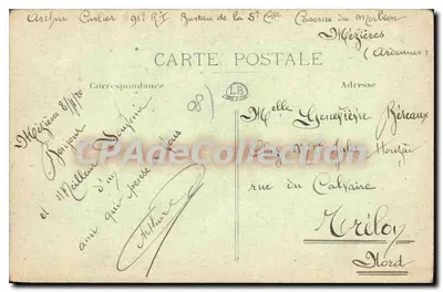 Mézières — Entrada das Casernas do 91º Regimento de Infantaria — Edição P. Jardin, Mézières — Verso