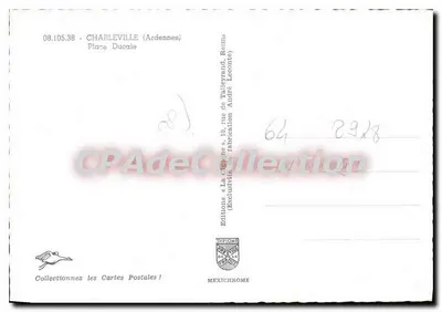 Place Ducale — Charleville-Mézières (Ardennes) — Éditions Diplôme — Verso