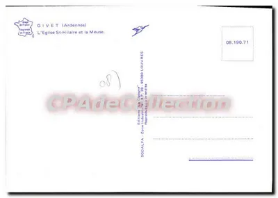 Givet (Ardennes) — A Igreja de São Hilário e a Meuse — Edições 'La Gigeone' — Verso