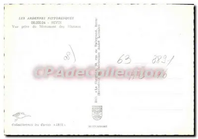 Revin — Vista tirada do Monumento das Manises — Editora IRIS, n° 08.000.04 — Verso