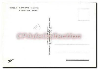 Grandpré (Ardennes) — A Igreja (séculos XV-XVI) — Edições 'La Cigogne', Nancy — Verso