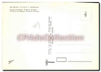 Fumay — Vista panorâmica — Edições LA CIGOGNE, Reims — Verso