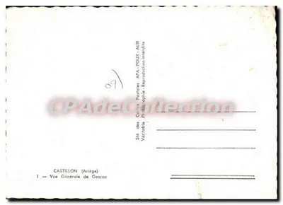 Castillon (Ariège) — Vista Geral de Gescau — editor APA-POUX — Verso