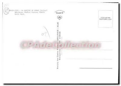 La Bastide de Serou (Ariège) — Residência do General Gustave Pedoya — Sociedade das Cartas Postais APA-POUX - ALBI — Verso