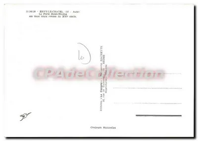 Envvy-le-Châtel — Porta Saint-Nicolas com suas duas torres redondas do século XVI — Edições « La Cigogne » — Verso