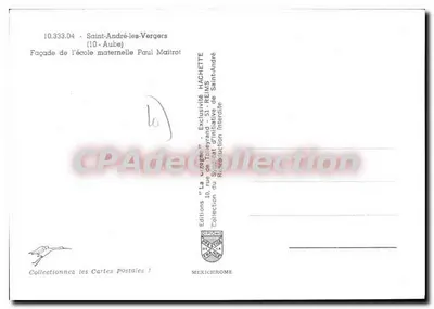 Saint-André-les-Vergers — Fachada da escola maternel Paul Maitrot — Edições Diplôme — Verso