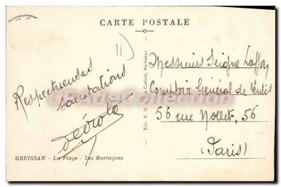 Gruissan - A Praia - As Barracas — Editor Celly, n°11 — Verso