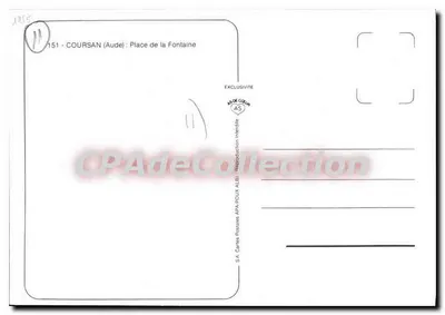 Coursan (Aude) — Plac Fontanny — S.A. Cartes Postales APA-PDUX ALBI — Rewers