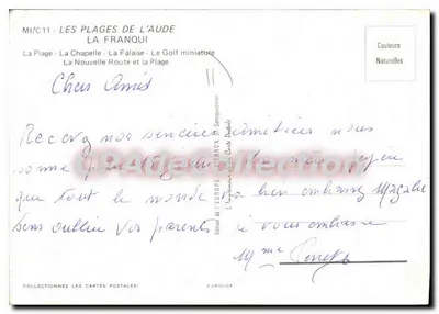 La Franqui — Plaże w Aude — Wydawca: L'Imprimerie de l'Europe, Sarreguemines, nr MI/C11 — Rewers