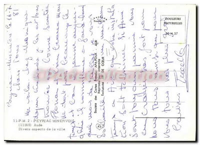 Peyriac Minervois — Diversos aspectos da cidade — Sociedade das Cartas Postais APA-POUX — Verso