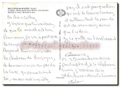 Belvèze-du-Razès — wspomnienia z wsi — Photo X - Combier Imprimeur Mâcon — Rewers