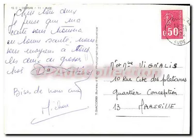 Odbicia Coursan — widok rzeki, kościoła i wsi — T. GACOBBI Bureau d'Études Photographique Provence — Rewers