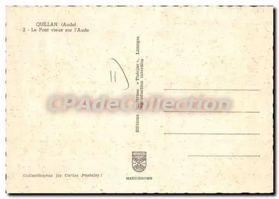 Quillan (Aude) — Le Pont vieux sur l'Aude — Éditions Théojaac, Limoges — Verso