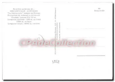 Decazeville - Aveyron — Extração de minério a céu aberto — Edições IRIS — Verso