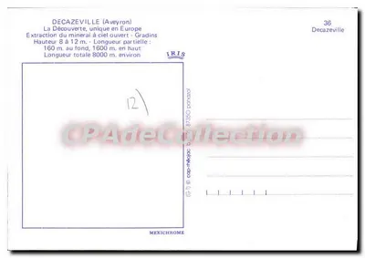 Decazeville (Aveyron) — A Descoberta, única na Europa — IRIS — Verso
