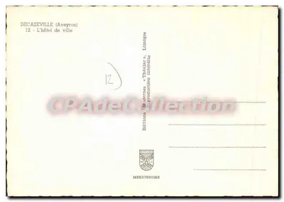 Decazeville (Aveyron) — O hotel de cidade — Editions Modernes ThéoJAC — Verso
