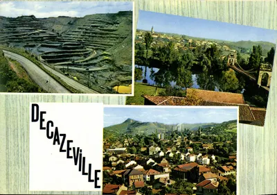 Decazeville — vista geral, ponte suspensa sobre o Lot, descoberta — Edições 'Théésic' Limoges
