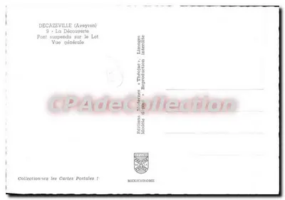 Decazeville — Vista geral e ponte suspensa sobre o Lot — Edições Théojac — Verso