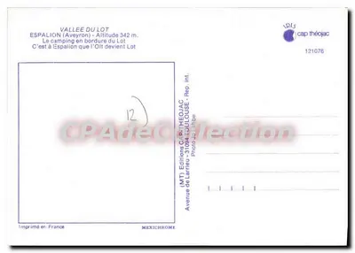 Wąwóz Lotu — Espalion (Aveyron) — Wydawnictwo Cap Théojac n°121076 — Rewers