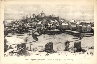 Laguiole (Aveyron) — Sob a neve (alt. 1004-1100 m.) — Lémiz, n° 8428