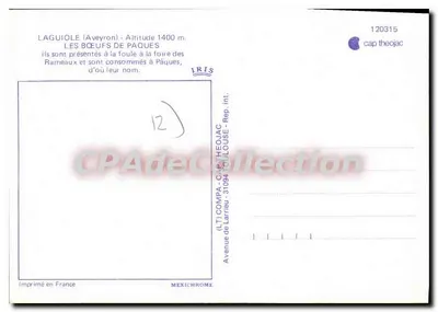 Os Bois de Páscoa — Laguiole (Aveyron) — IRIS — Verso