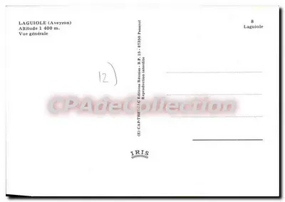 Laguiole (Aveyron) — Vista geral — Edições Rénies, n°8 — Verso