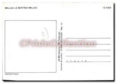 Millau-Le Beffroi i Millau — adhezyjne herby z tworzywa wulkanizowanego — (MRS) Editions de Larrieu — Rewers