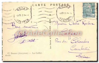 A Catedral — Rodez (Aveyron) — As Cartas A.P.A. POUX - ALBI — Verso