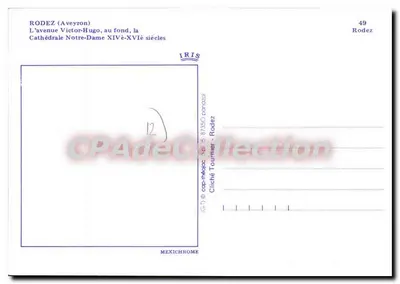 Rodez (Aveyron) — Avenida Victor-Hugo, catedral no fundo — IRIS, n°49 — Verso