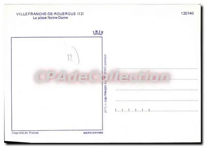 Villefranche-de-Rouergue — A praça Notre-Dame — IRIS 120740 — Verso