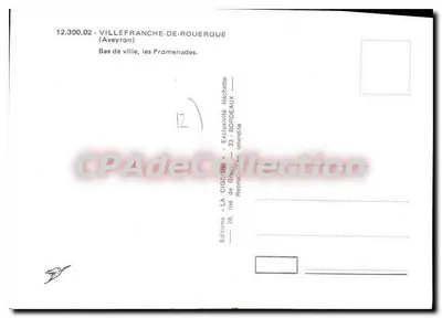 Villefranche-de-Rouergue — Baixo da cidade, as Promenades — Edições La Cigogne — Verso