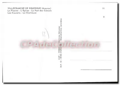 Villefranche de Rouergue — kolekcja 'Amitiés de' — CAP - Théorac Éditions Réunies — Rewers