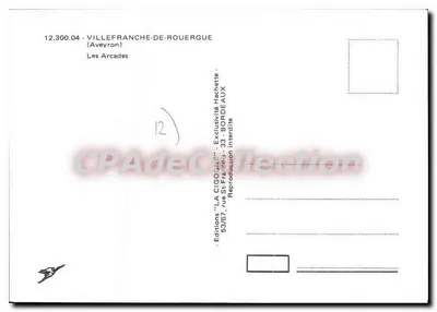 Villefranche-de-Rouergue — As Arcadas — Edições LA CIGOGNE — Verso