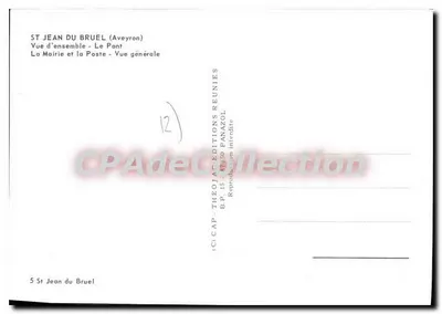 Saint-Jean du Bruel — vista geral, ponte, prefeitura e correio — editor Théo Jac Editions Panazol — Verso