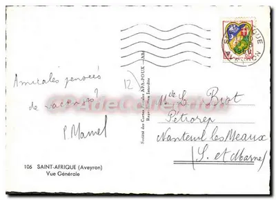 Saint-Afrique (Aveyron) — Vista Geral — Société des Cartes Postales APA-POUX — Verso