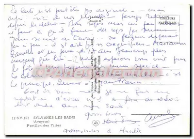Pavillon des Filles — Sylvanes-les-Bains (Aveyron) — Stara pocztówka de Collection — Rewers