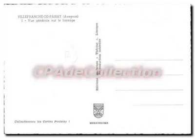 Villefranche-de-Panat — Vista geral sobre o barragem — Edições Médiémes « Théoléc » — Verso