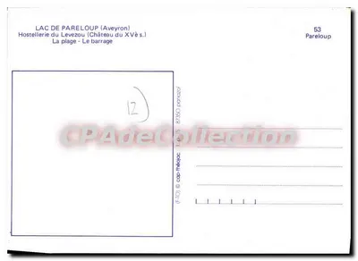 Lago de Pareloup — Hostellerie du Levezou (século XV) — CPADeCollection — Verso