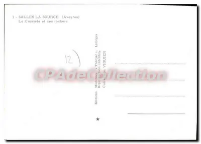 SALLES LA SOURCE (Aveyron) — A Cachoeira e suas rochas — Edições Théodore Viguière, n°12 — Verso
