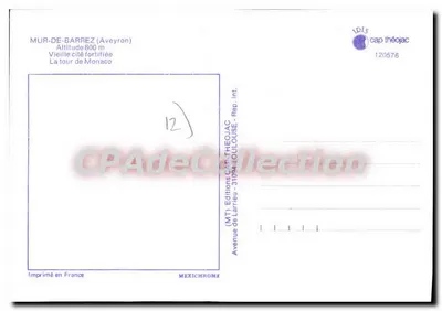 Mur de Barrez — Torre de Mônaco — Autocolante — Verso