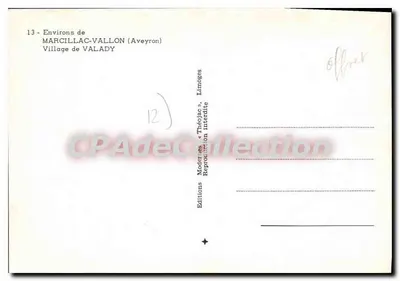 Wioska Valady — okolice Marcillac-Vallon (Aveyron) — Wydawnictwo « Théolac », Limoges — Rewers