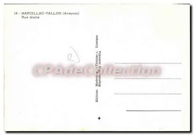 Marcillac-Vallon — Rue droite — Edições Modernas, Théolac — Verso