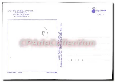 Muro de Barrez — Torre de Mônaco — Autocolante — Verso