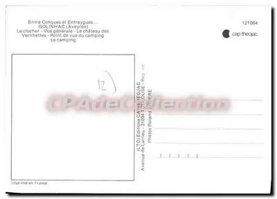 GOLINHAC — vue générale, clocher, château, camping — (LTO) Éditeurs de Larrieu, Toulouse — Verso
