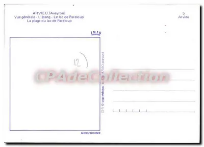 Arvieu (Aveyron) — Ogólny widok, jezioro Pareloup, plaża — IRIS MEXICHROME n°5 — Rewers