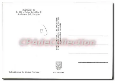 Igreja São Pio X em Bozouls — editor R. Tournier, Mexichrome — Verso