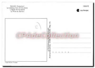 Najac — castelo, igreja, rua — Éditions de Larrieu — Verso