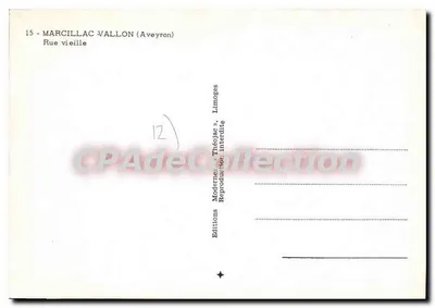 Marcillac Vallon — Rue vieille — Edições Théojac, Limoges, n°15 — Verso