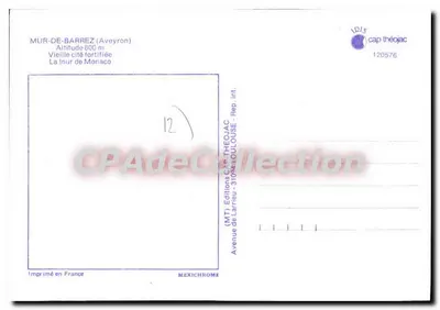 Mur de Barrez — Torre de Mônaco — Adesivo — Verso