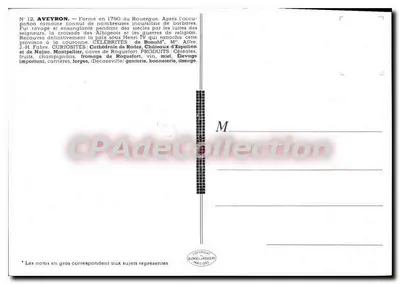 Aveyron — N°12 — Editor Blondell-Houssen — Verso